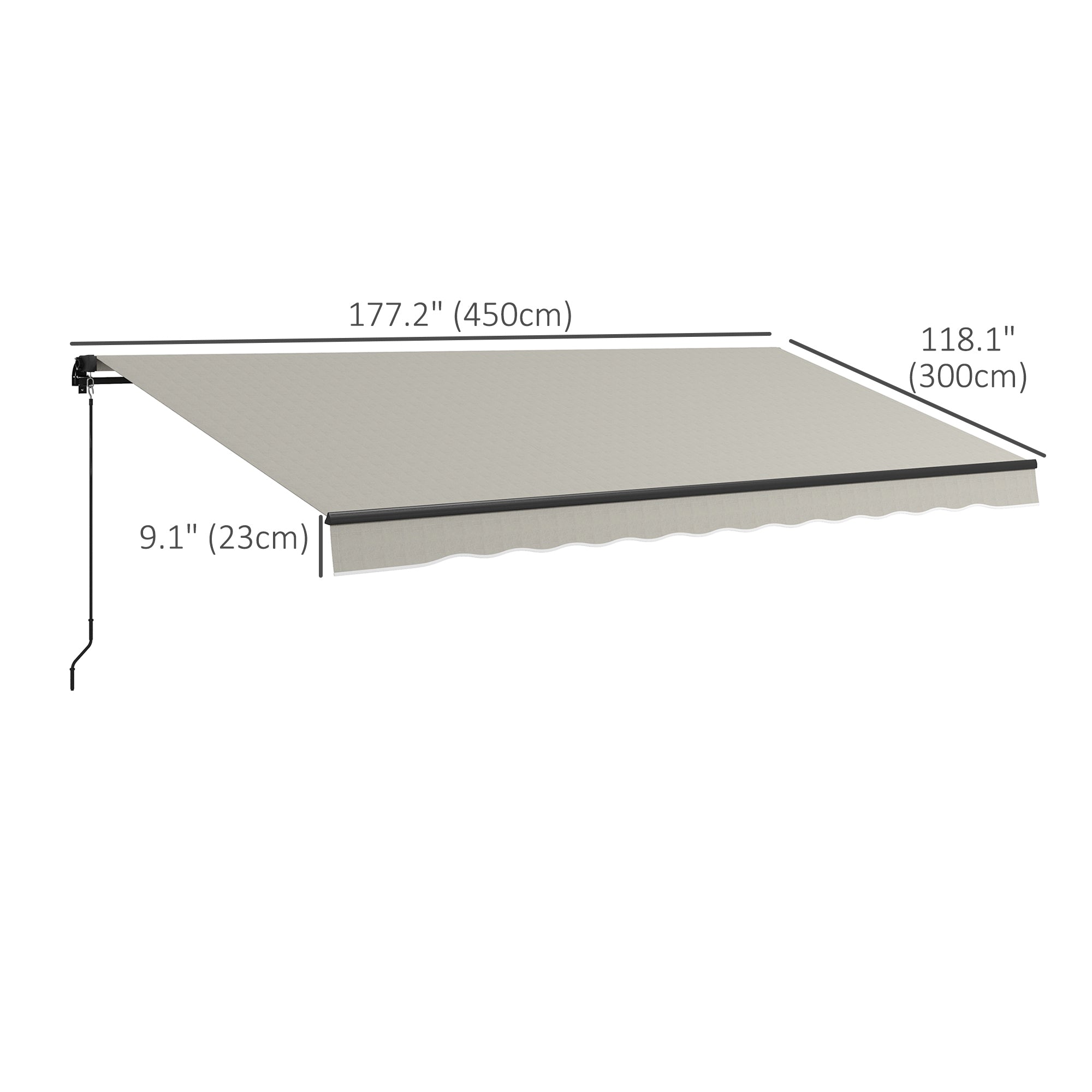 15' x 10' Retractable Awning, 280gsm UV Resistant Sunshade Shelter, for Deck, Balcony, Yard, Light Grey Window Awnings at Gallery Canada