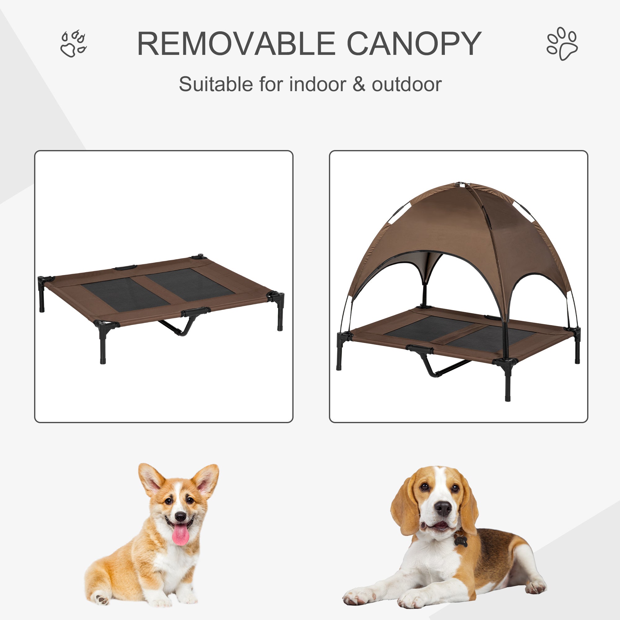 Elevated Dog Bed with Canopy, Portable Raised Dog Cot for L Sized Dogs, Indoor &; Outdoor, 36