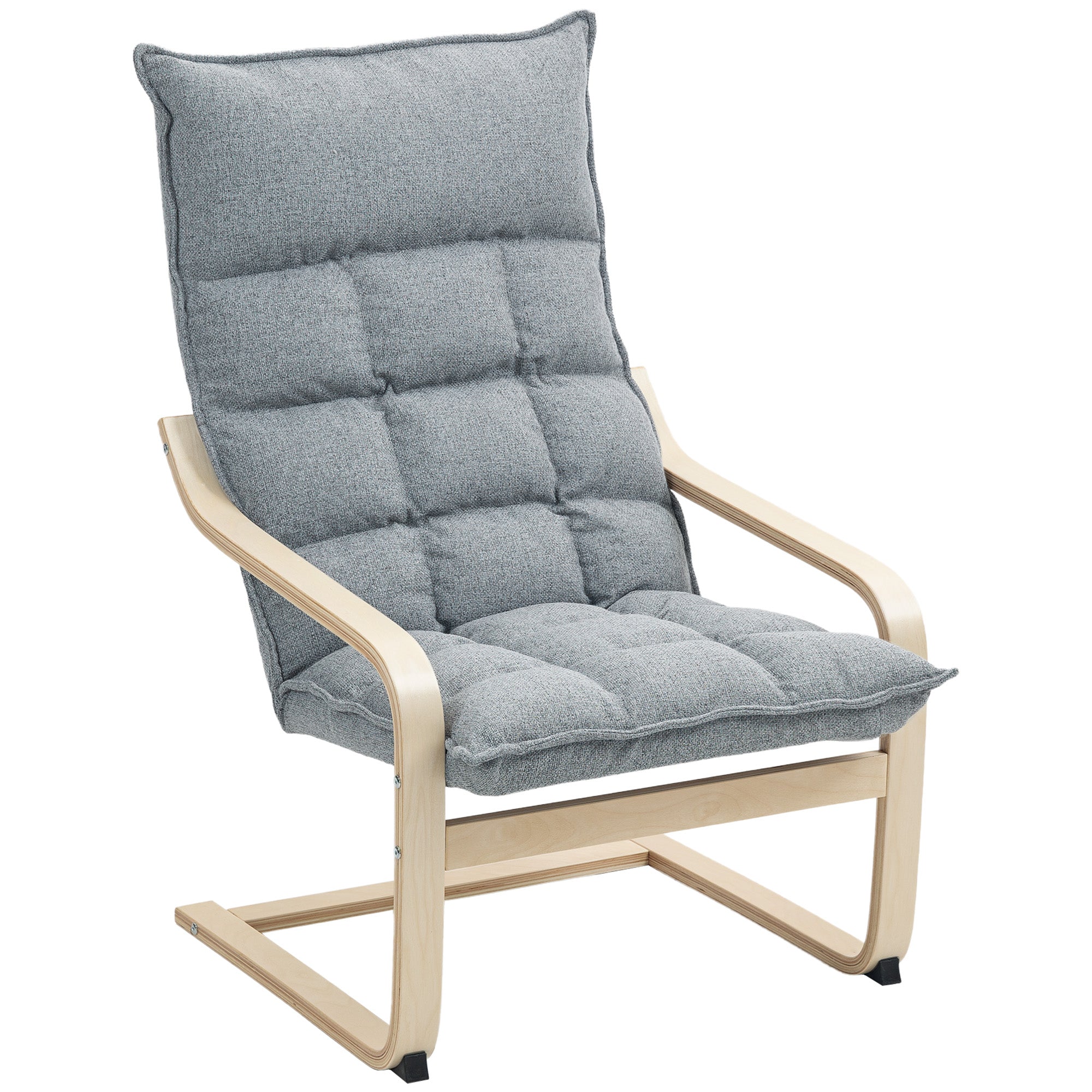 Modern Armchair, Upholstered Accent Chair with Curved Leg and Arm, Leisure Lounge Chair for Living Room, Light Grey Accent Chairs at Gallery Canada