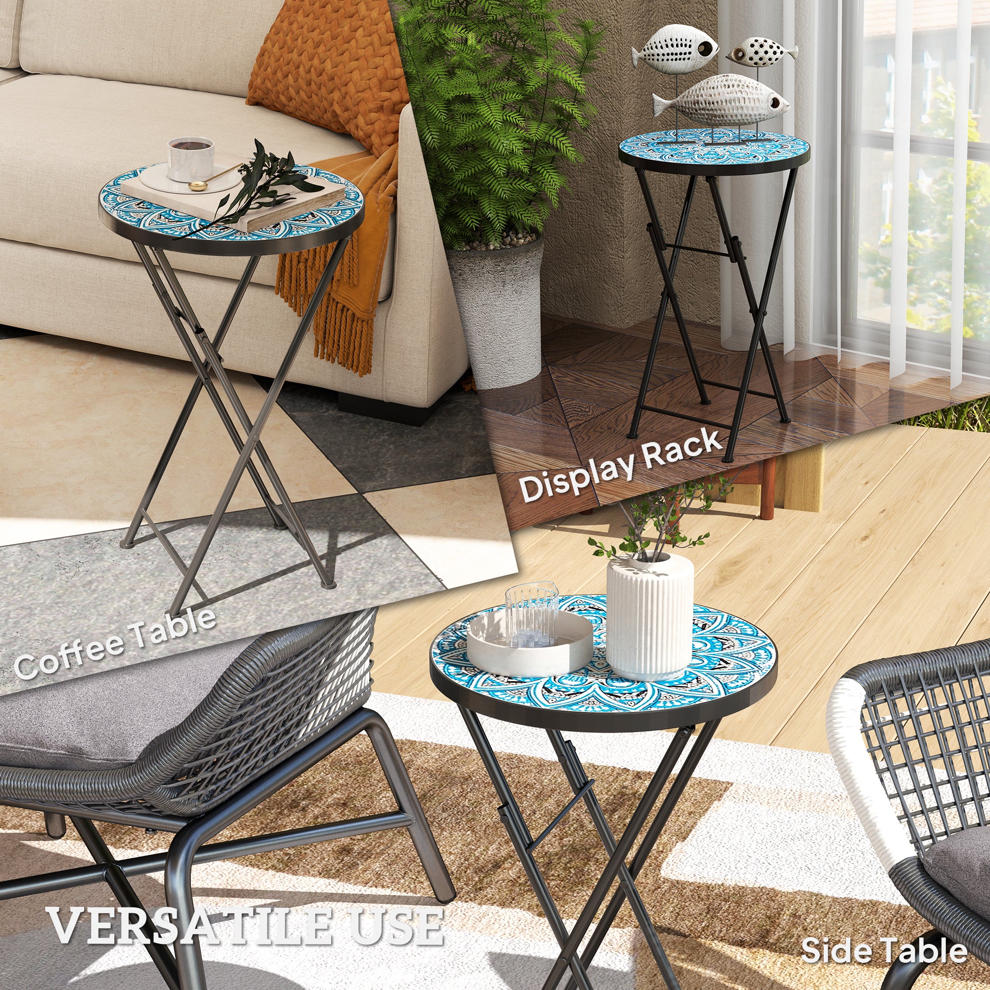 Mosaic Outdoor Patio Side Table, 14