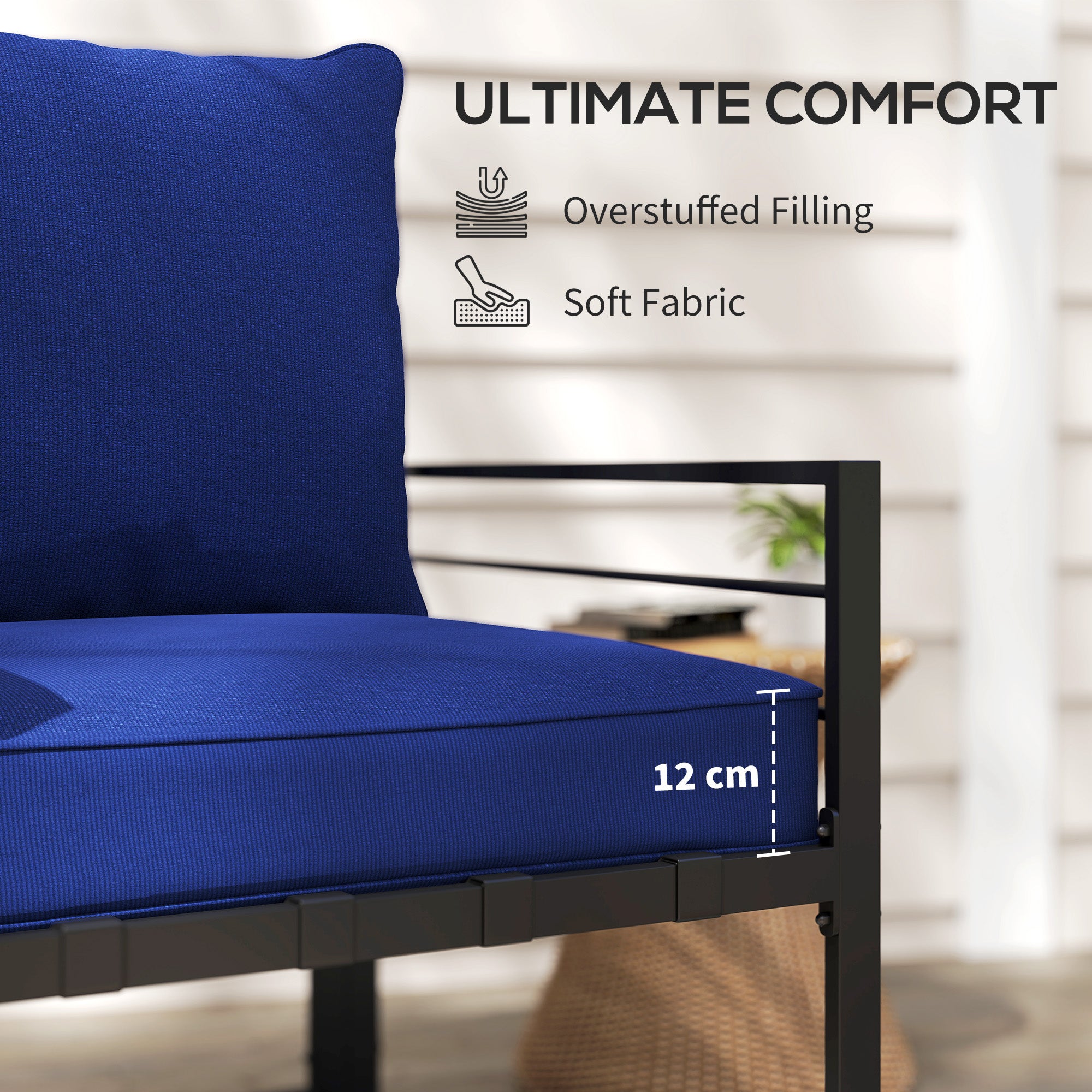 Patio Chair Cushions, Thick Deep Seat Outdoor Seat Cushion with Back Cushion, Dark Blue Patio Chair Cushions at Gallery Canada