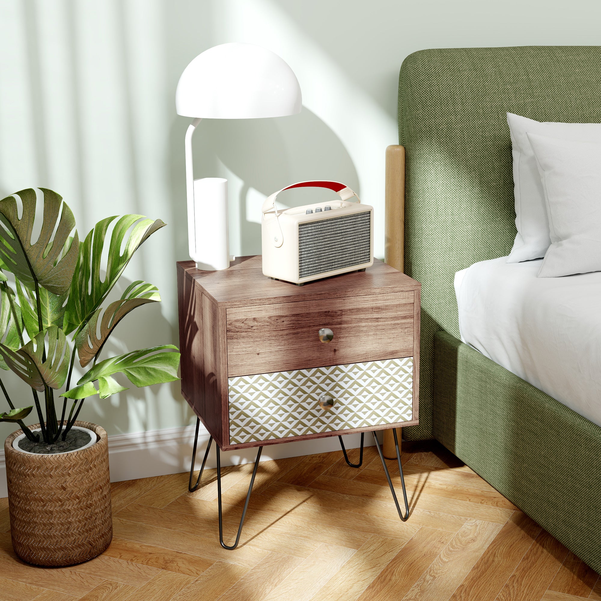 Side Table with Drawers, Nightstand, Bedside Table, Sofa End Table, for Bedroom, Brown Bedside Tables at Gallery Canada