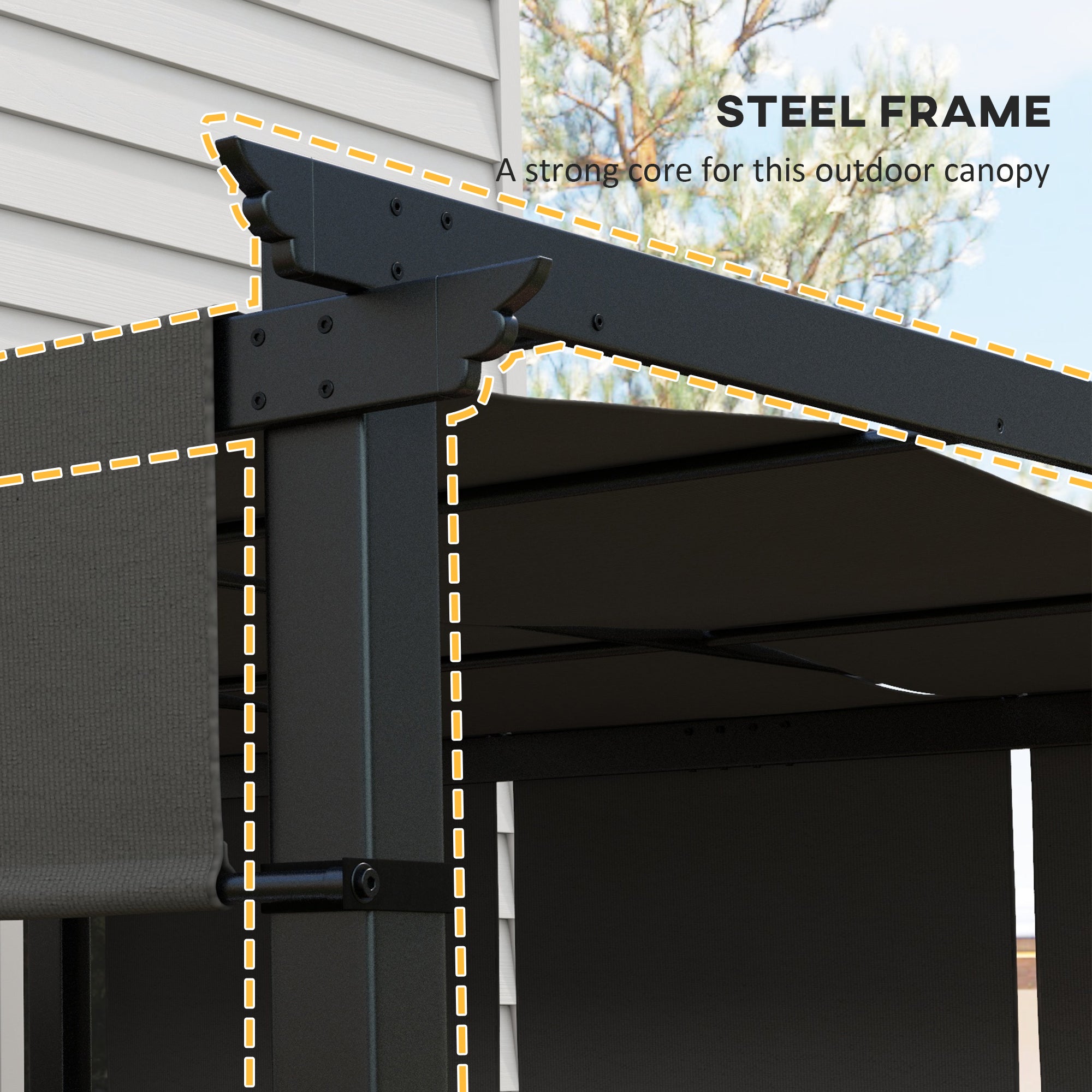 10' x 10' Metal Pergola, Outdoor Pergola with Retractable Canopy, for Garden, Patio, Backyard, Deck, Charcoal Grey Pergolas at Gallery Canada