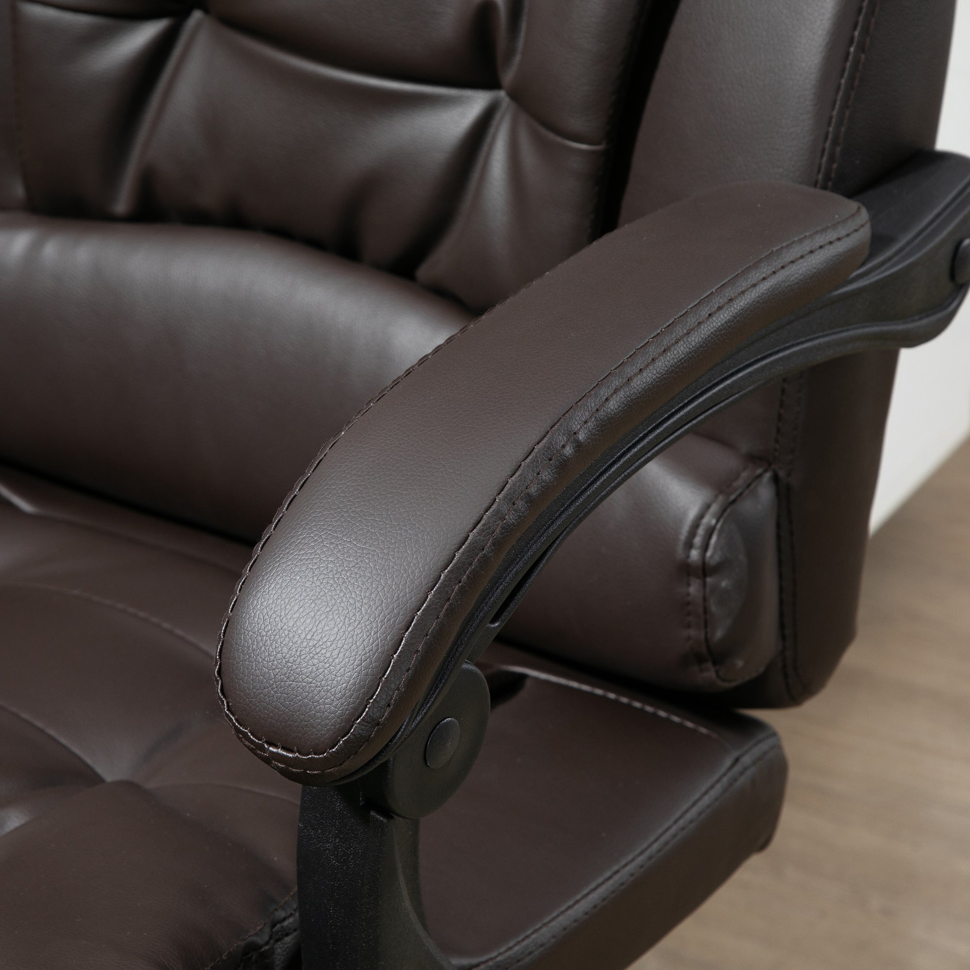 High Back Office Chair PU Leather Executive Office Chair with Retractable Footrest Padded Armrest Coffee Executive & Manager Chairs at Gallery Canada