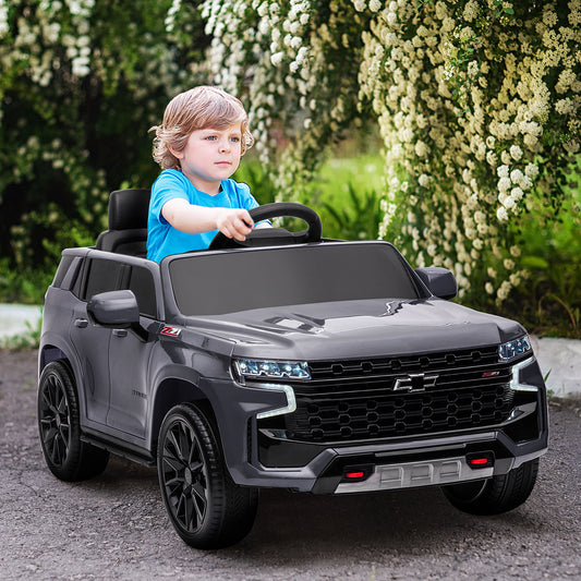 12V Licensed Chevrolet TAHOE Ride On Car with Remote Control for 3-6 Years Old, Grey Electric Toy Cars   at Gallery Canada