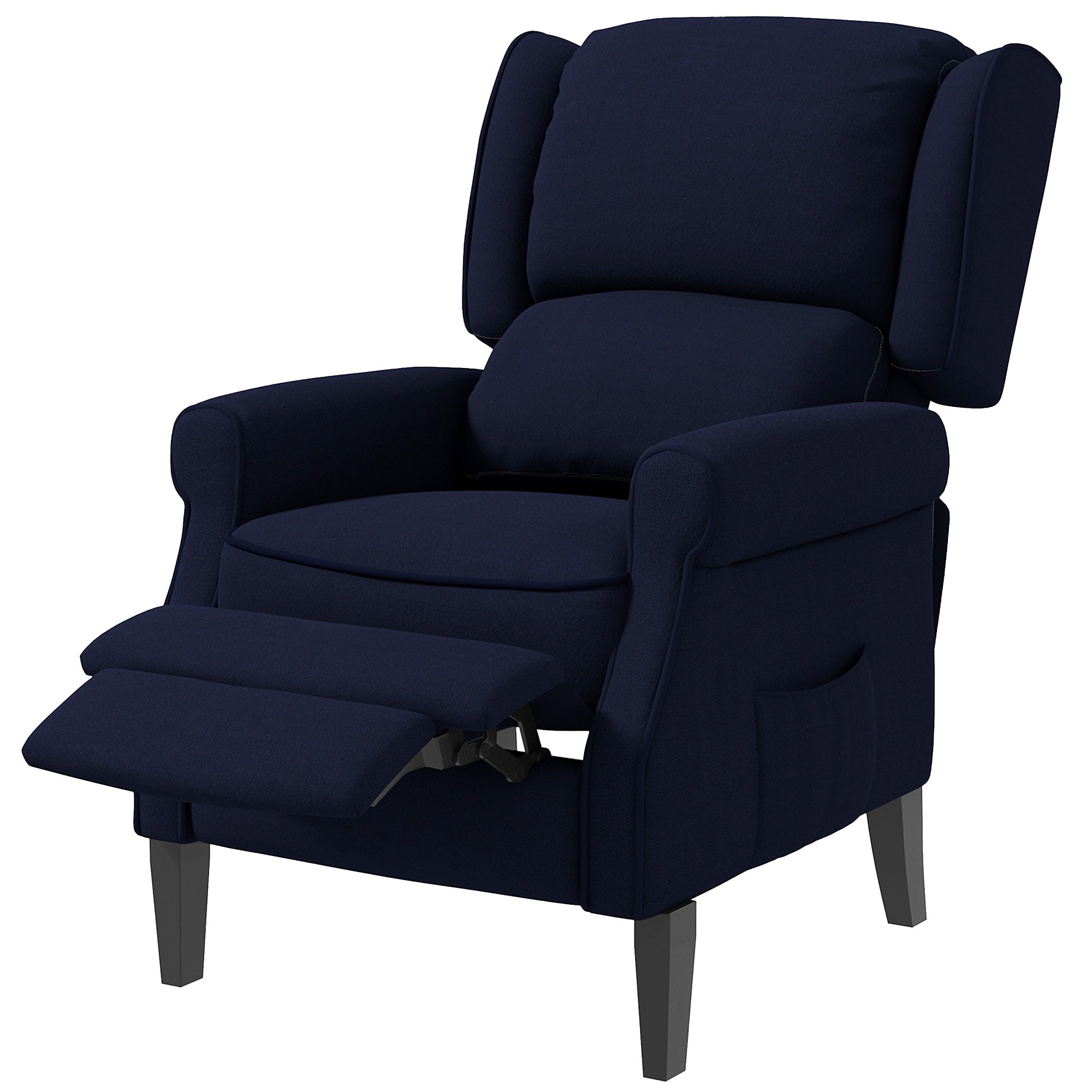 Push Back Recliner Chair, Vibration Massage Recliner for Living Room with Extendable Footrest, Remote, Pocket, Blue Single Sofas Blue at Gallery Canada