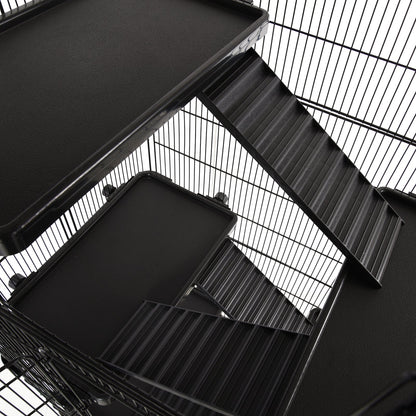 6-Tier Rolling Small Animal Cage with Platforms, Ramps, Tray, Wheels - Black Houses & Habitats   at Gallery Canada