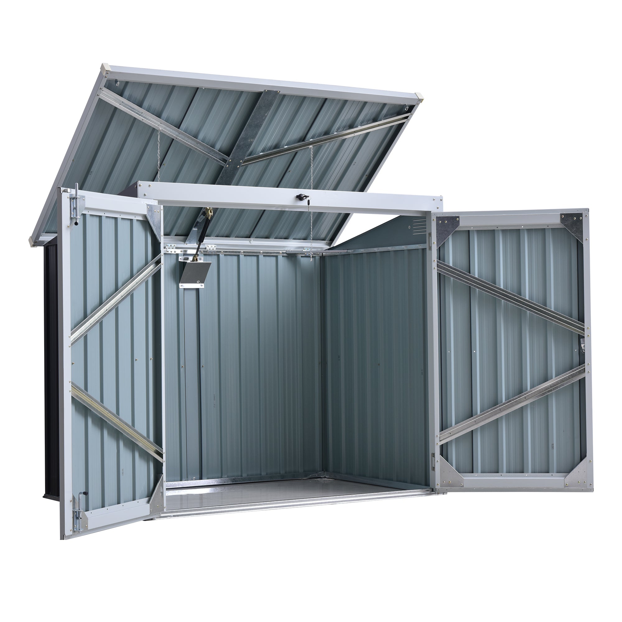 5ft x 3ft Outdoor Garbage Bin Storage Shed with Lockable Doors and Lid, Outside Storage Shed for Trash Can, Black Sheds Black at Gallery Canada