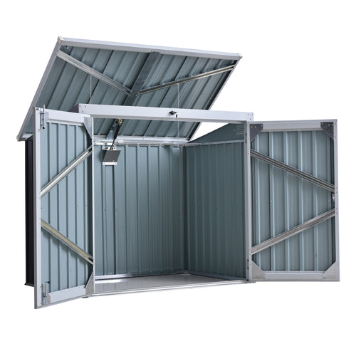 5ft x 3ft Outdoor Garbage Bin Storage Shed with Lockable Doors and Lid, Outside Storage Shed for Trash Can, Black