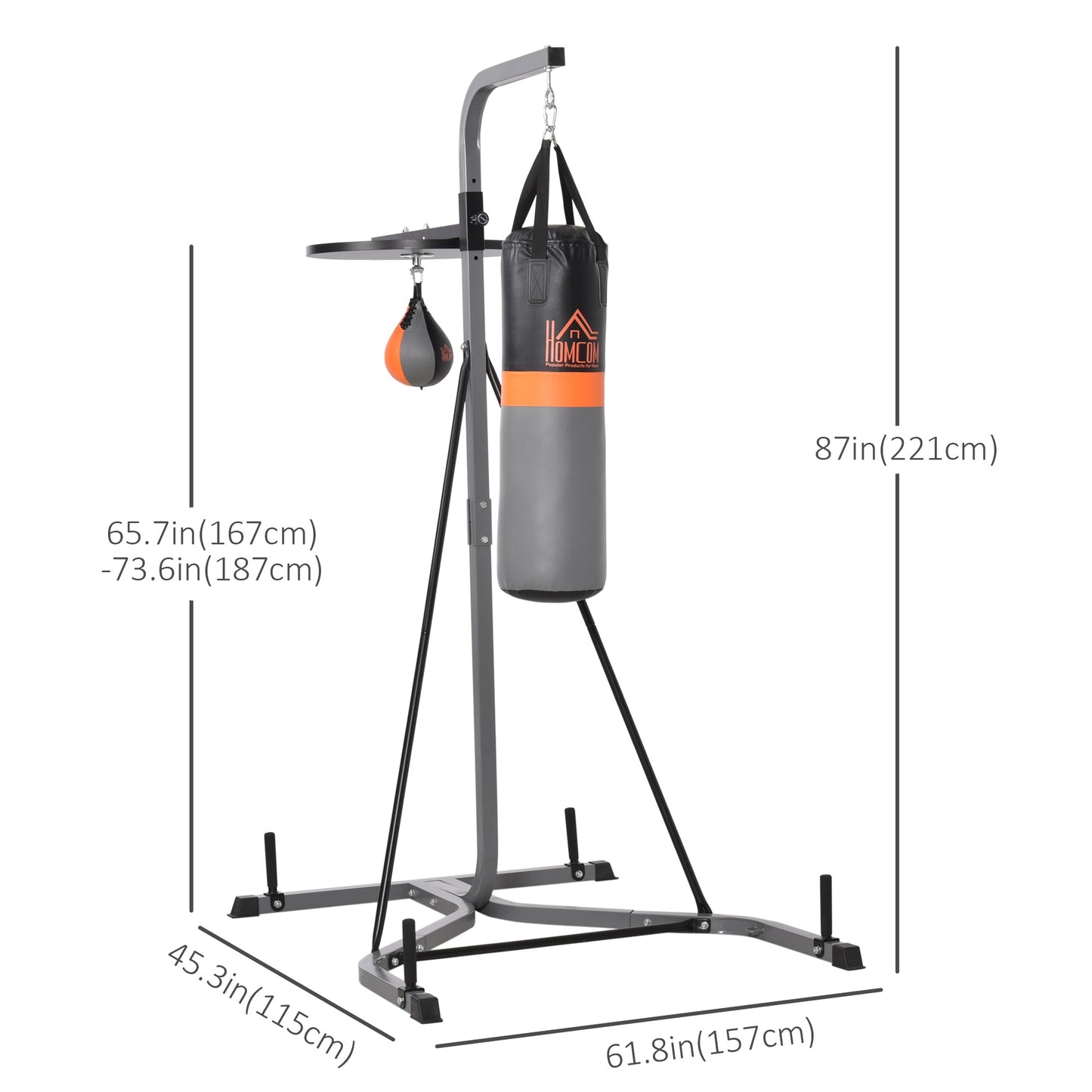 Punching Bag Holder and Speed Ball Exercise Punching Bag Stand with Punching Ball 45.25"L x 61.75"W x 87"H Load 220lb Punching Bag Hangers   at Gallery Canada