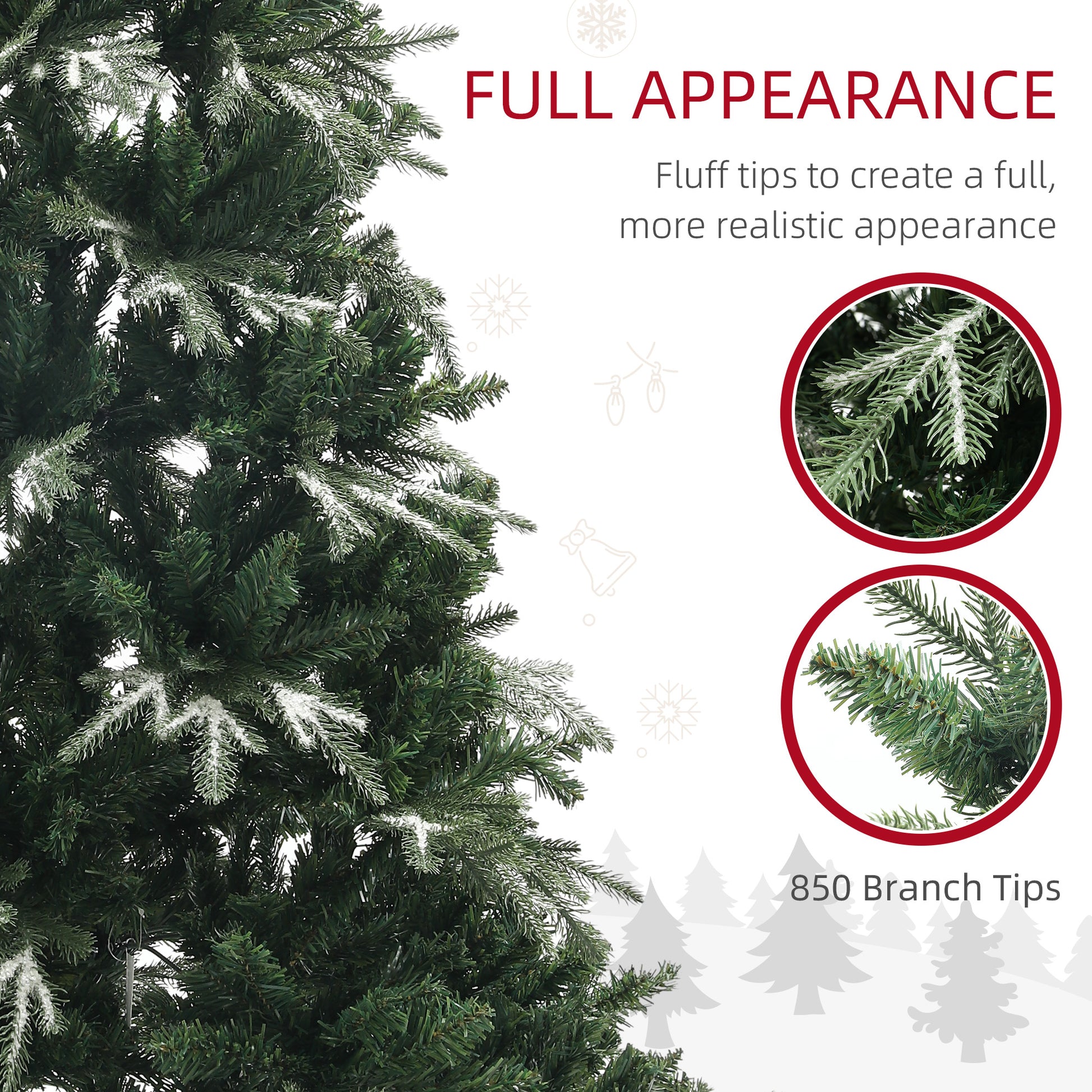 6ft Flocked Christmas Tree, Artificial Christmas Tree with 850 Branch Tips, Metal Base, Automatic Open, Green Flocked Christmas Trees   at Gallery Canada