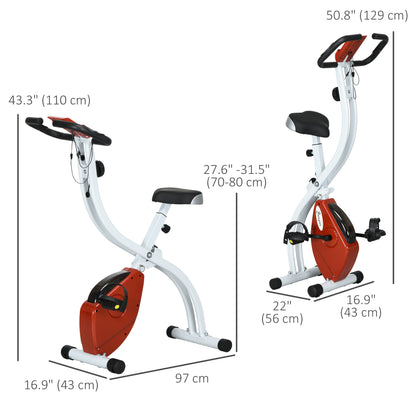 Foldable &; Quiet Exercise Bike with 8-Level Magnetic Resistance, Pulse Sensor, Wheels and LCD Monitor, Red Exercise & Stationary Bikes   at Gallery Canada