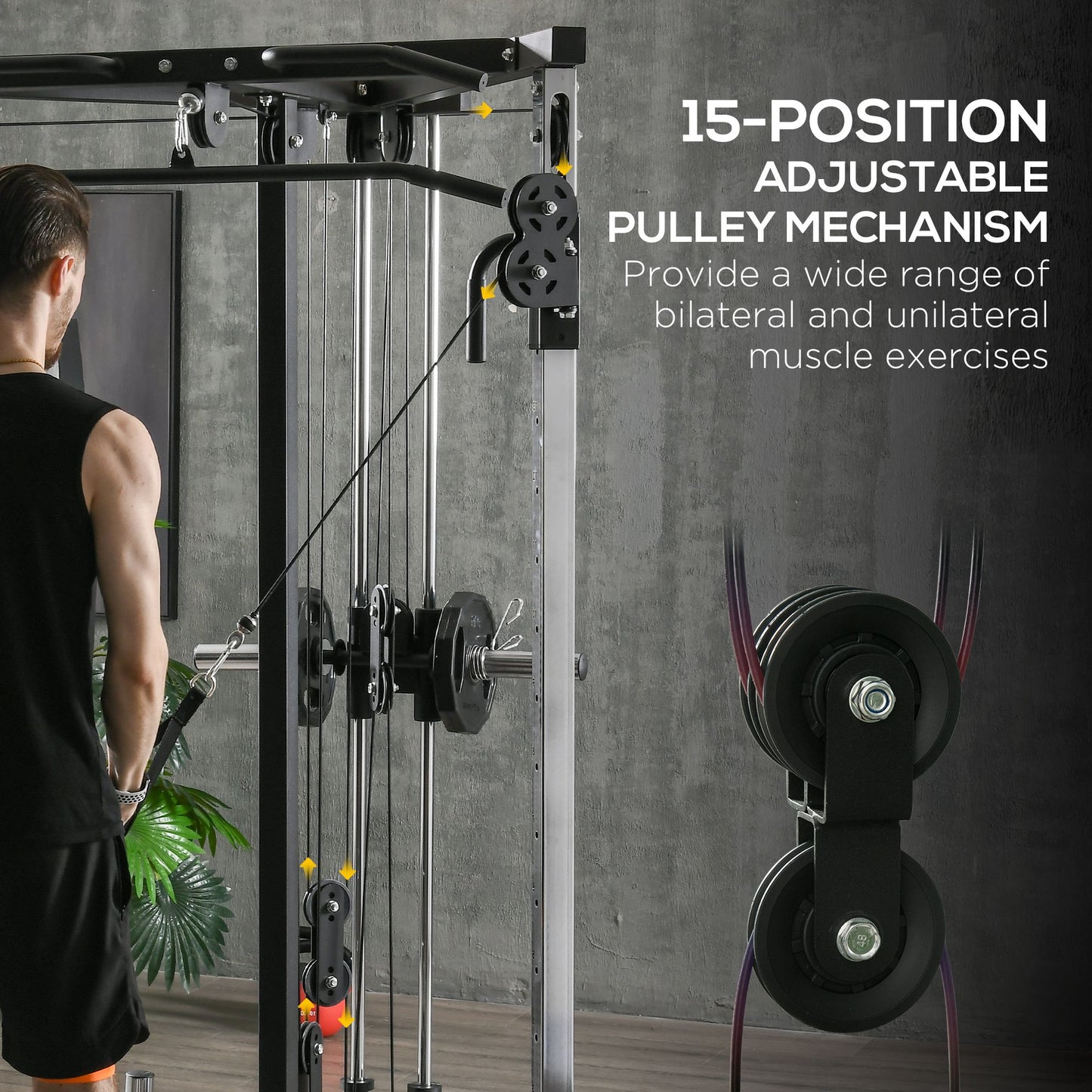 Multifunctional Home Gym Machine with Pull Up Bar, 15-Position Adjustable Strength Training Workout Station Power Towers   at Gallery Canada