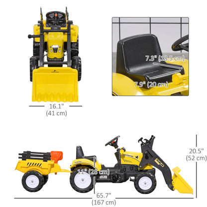 Front Loader Excavator Ride On Toy Pedal Control W/ 6 Wheels Controllable Bucket for 3-6 Years old Toy Excavators   at Gallery Canada