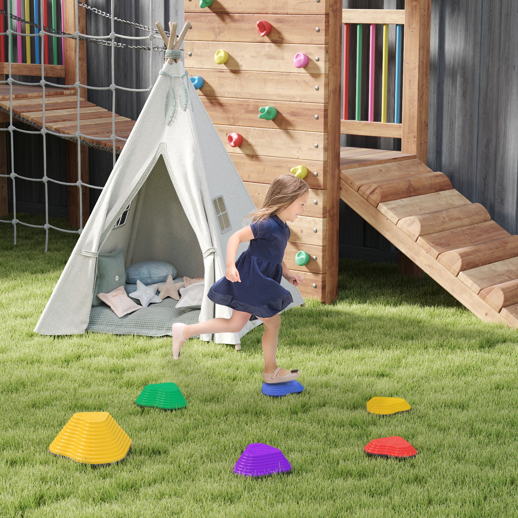 6PCs Non-Slip Stackable Kids Stepping Stones, Heart-Shaped Gym Sets & Swings at Gallery Canada