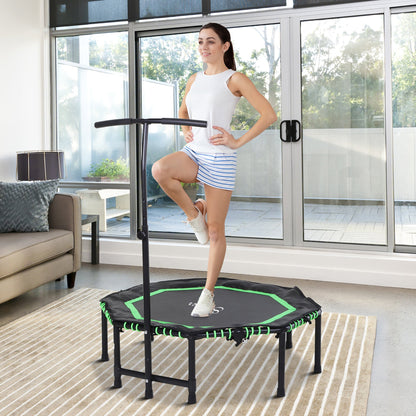 48" Mini Trampoline, Foldable Trampoline with Adjustable Handle Bar for Adults Exercise, Workout, Fitness, Green - Gallery Canada
