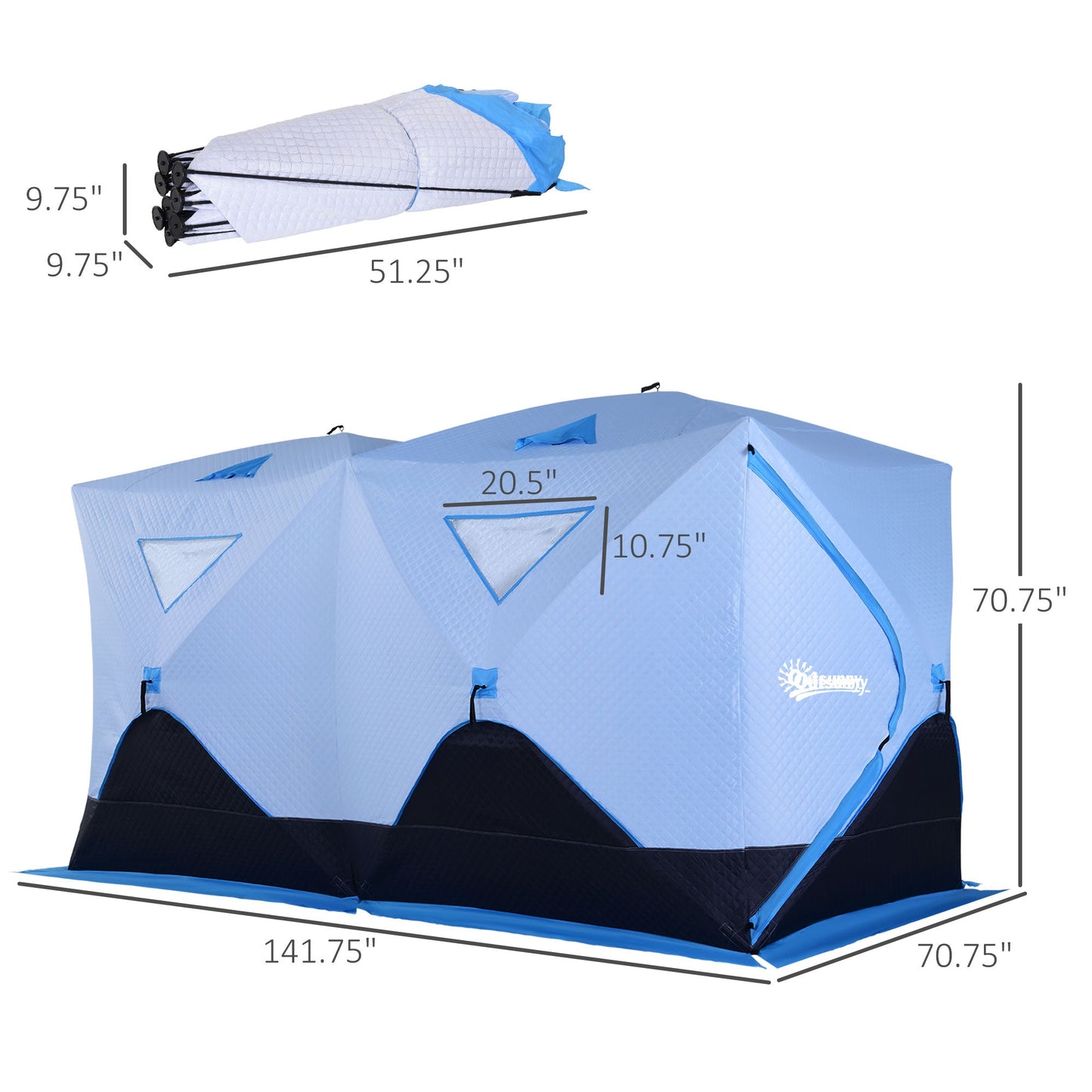 8-Person Pop-up Ice Fishing Tent, Insulated Ice Fishing Shelter with Ventilation Windows, Double Doors and Carry Bag, for Low-Temp -22℉ Ice Fishing Tents Multi Colour  at Gallery Canada