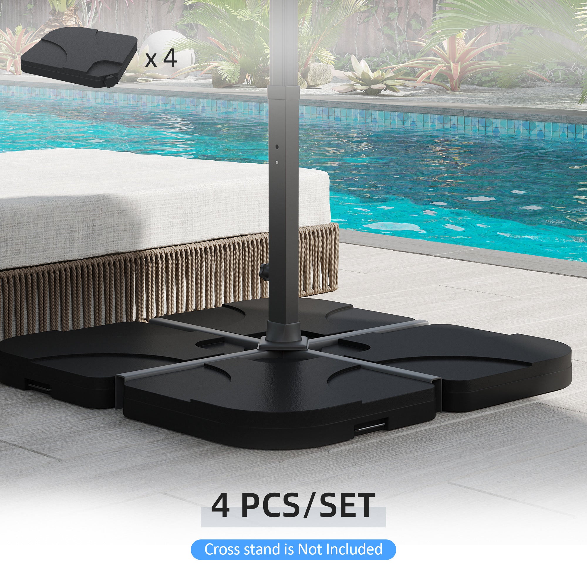 4pc Portable Umbrella Base Weights Garden Parasol Base Outdoor Patio Umbrella Stand Holder Weights, Black Umbrella Bases at Gallery Canada