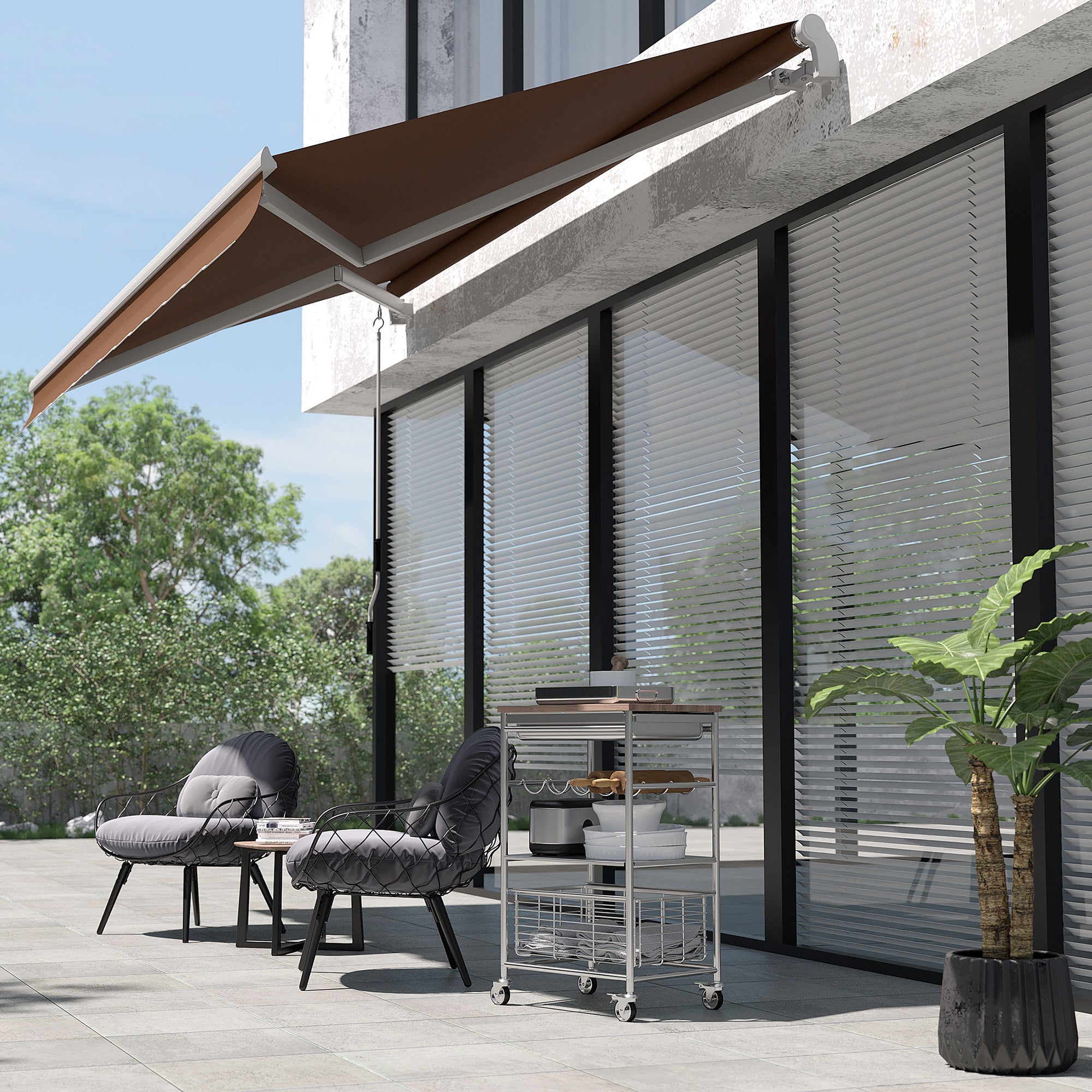 10' x 8' Manual Retractable Awning, Sun Shade Shelter Canopy, with Aluminum Frame and UV Protection for Patio Deck Yard Window Door, Coffee Window Awnings at Gallery Canada