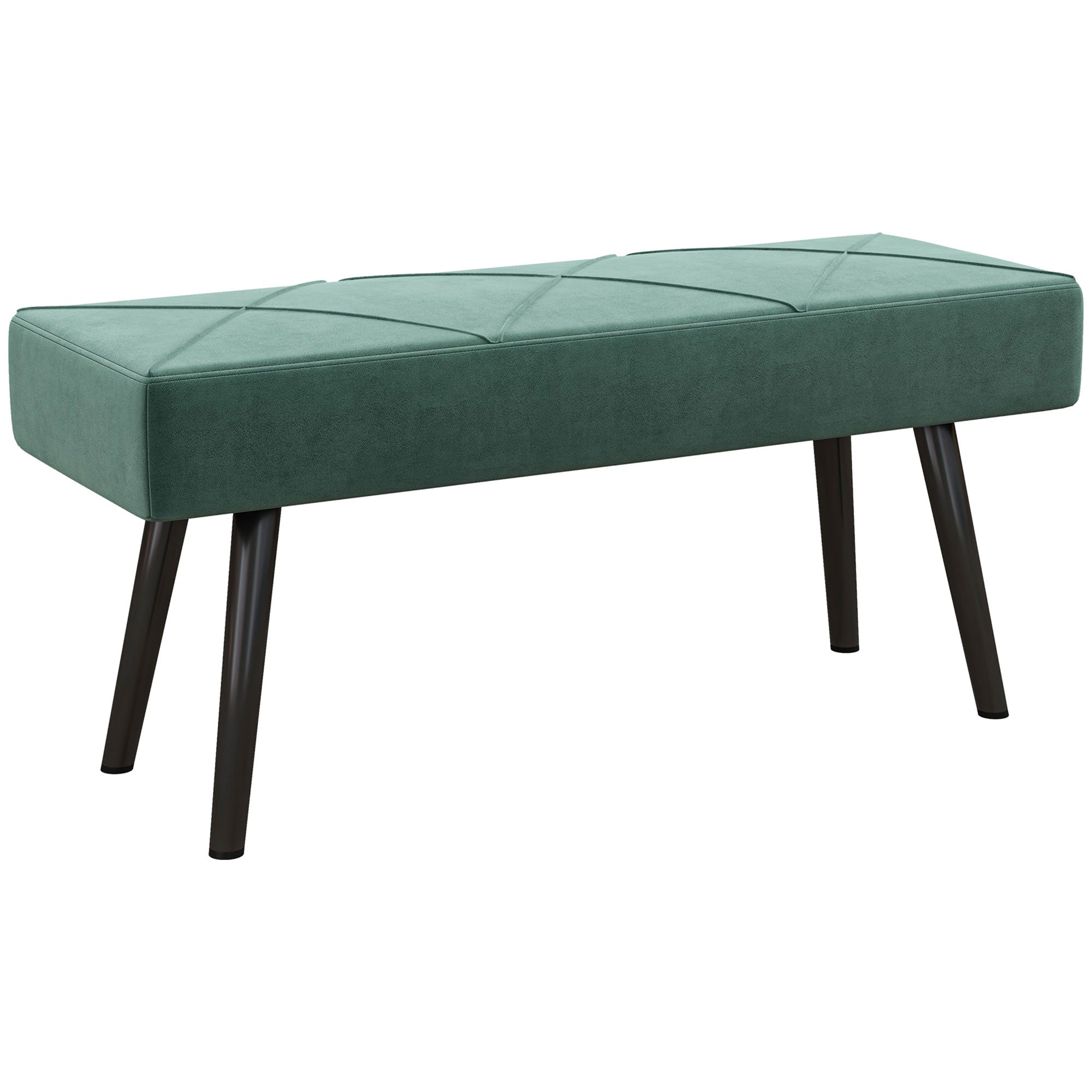 39 Inches Upholstered Bedroom Bench, Modern End of Bed Bench with Steel Legs, Green Storage Ottomans & Benches   at Gallery Canada