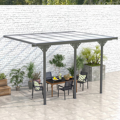 10' x 12' Outdoor Hardtop Pergola Gazebo with Polycarbonate Roof Adjustable Height, Aluminum Frame, UV Protection, Grey Pergolas at Gallery Canada