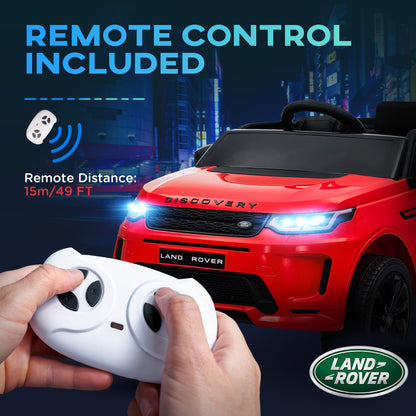 Land Rover Discovery Sport Licensed 12V Ride on Car w/ Remote, Soft Start, LED Lights, Music Horn, Red Electric Toy Cars   at Gallery Canada