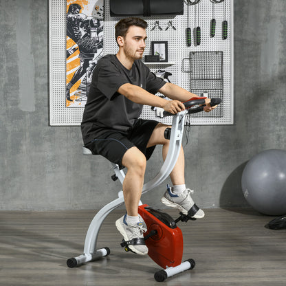 Foldable &; Quiet Exercise Bike with 8-Level Magnetic Resistance, Pulse Sensor, Wheels and LCD Monitor, Red Exercise & Stationary Bikes Red  at Gallery Canada