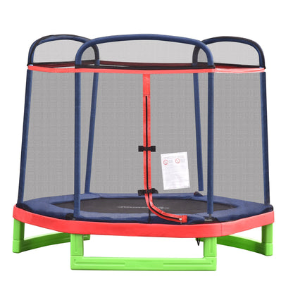 84.75" Kids Trampoline 7 FT Indoor Outdoor Trampolines with Safety Net Enclosure Built-in Zipper Padded Covering, for Boys and Girls, Red Trampolines Multi Colour  at Gallery Canada