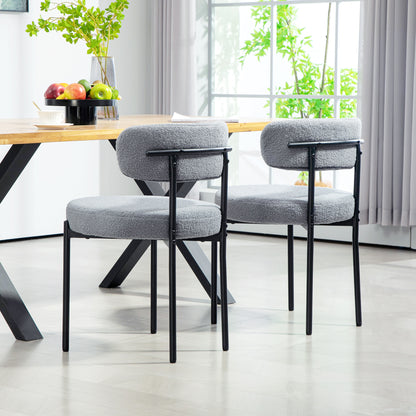 2 Pieces Kitchen Chairs, Modern Dining Chairs w/ Berber Fleece Upholstery and Steel Legs for Living Room, Grey Dining Chairs   at Gallery Canada