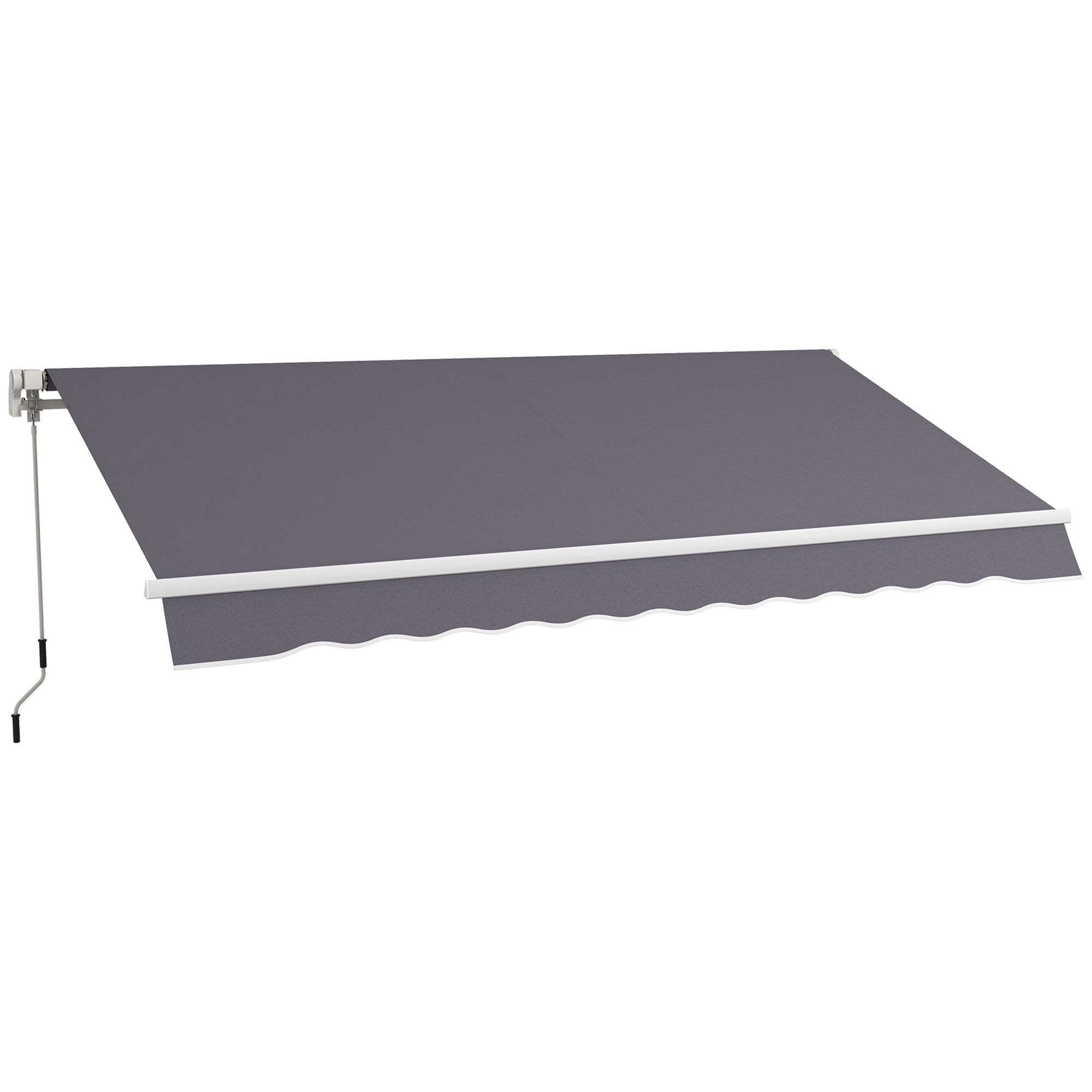 12' x 10' Manual Retractable Awning Outdoor Sunshade Shelter with Adjustable &; Versatile Design, Dark Grey Patio Awnings at Gallery Canada