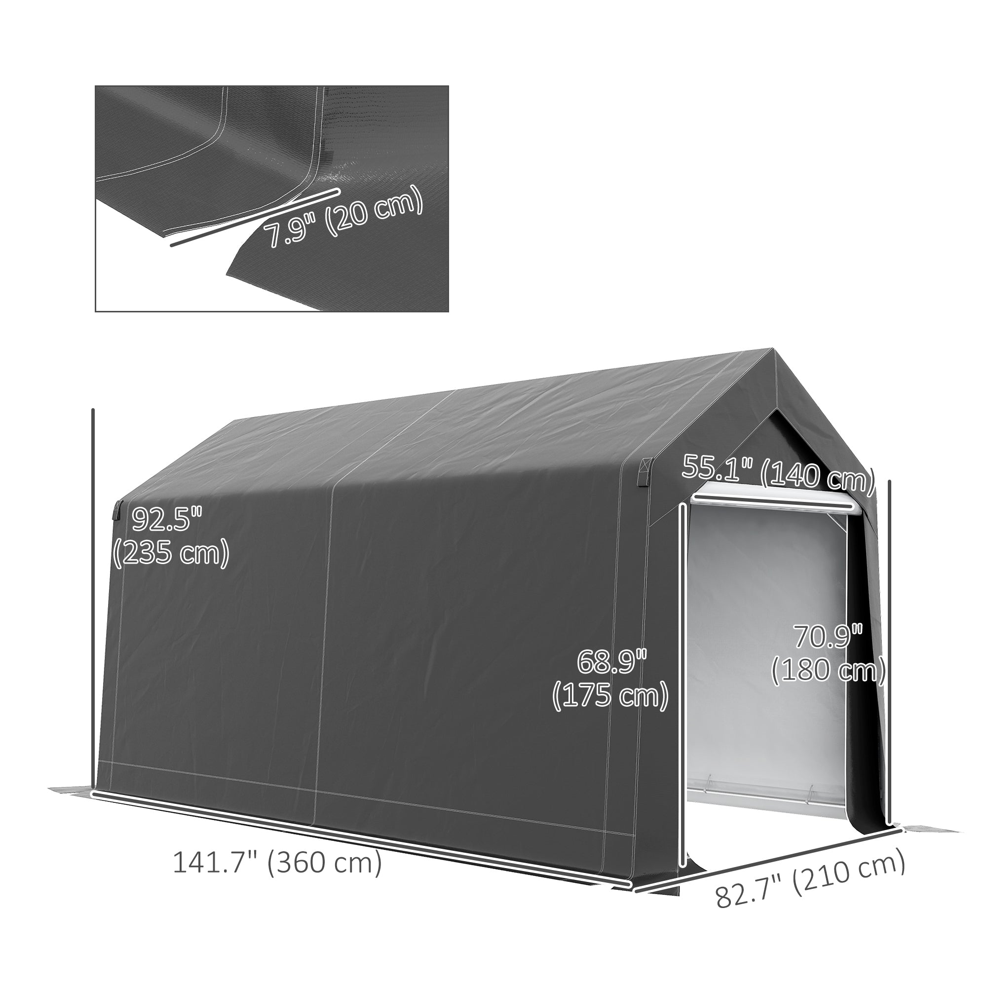 7' x 12' Outdoor Storage Shed Portable Garage with Roll-up Door for Motorcycle, Bike, Garden Tools, Dark Grey Car Shelters at Gallery Canada