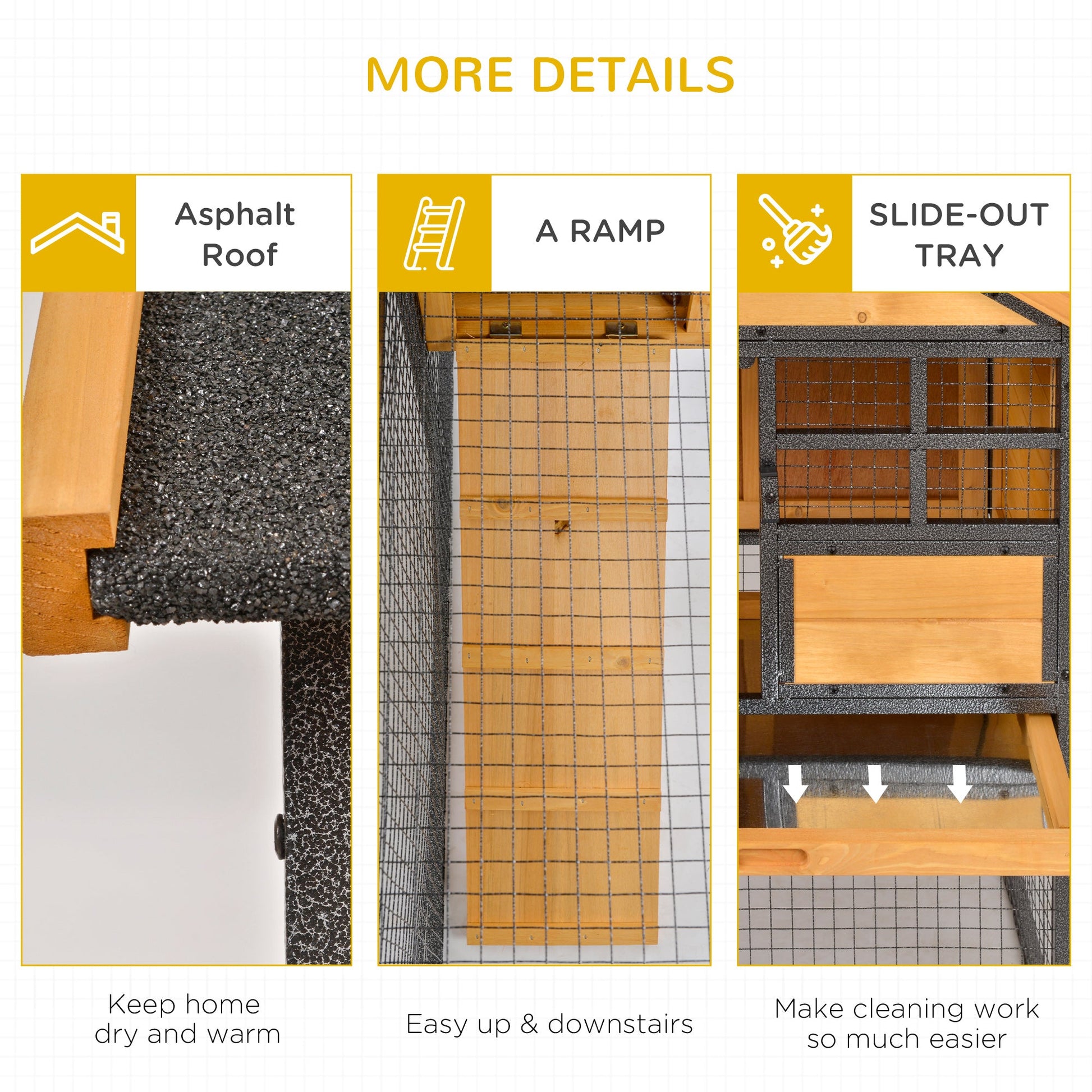 Elevated Wood-Metal Rabbit Hutch with Slide-out Tray & Lockable Door, Yellow Rabbit Hutch   at Gallery Canada