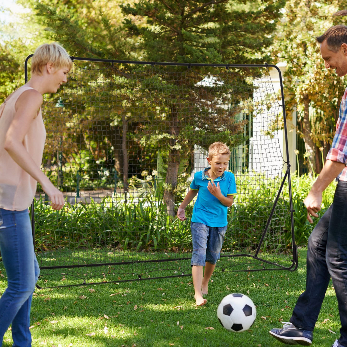 8' x 6' Soccer Rebounder Net with 5 Adjustable Angles for Backyard Park Training Practice Football Black  at Gallery Canada