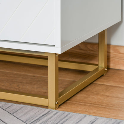 Contemporary 3-Drawer Sideboard Buffet Cabinet with Adjustable Shelves, White Bar Cabinets   at Gallery Canada