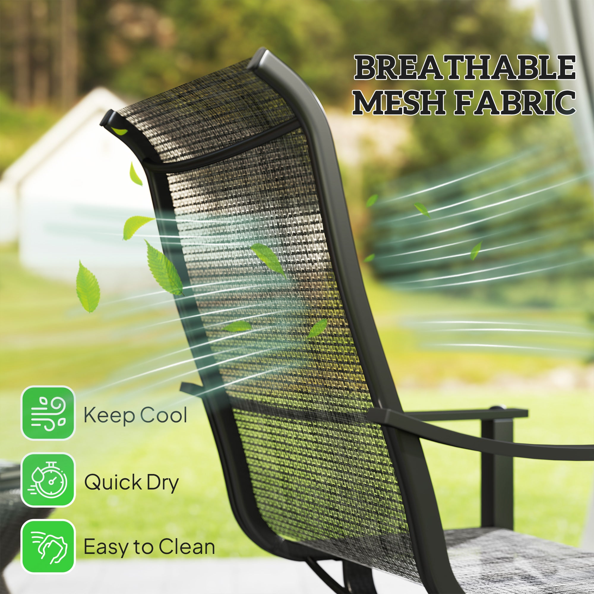 2 Pieces Rocking Swivel Patio Chairs, Mesh Outdoor Swivel Dining Chairs with High Back and Curved Armrests, Mixed Grey Bistro Sets at Gallery Canada