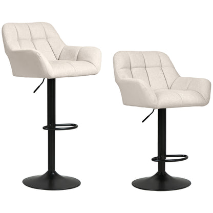 Swivel Barstools Set of 2 Adjustable Bar Stools with Footrest Armrests and PU Leather Back for Dining Room Cream White Bar Stools   at Gallery Canada