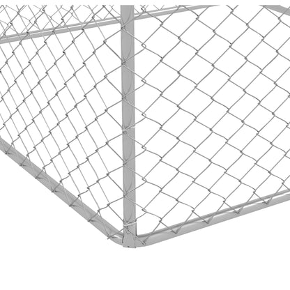 6.6' x 6.6' x 7.8' Walk in Outdoor Dog Kennel Heavy Duty Galvanised Steel Chain Link with UV-resistant Roof, Silver Houses, Kennels & Pens   at Gallery Canada