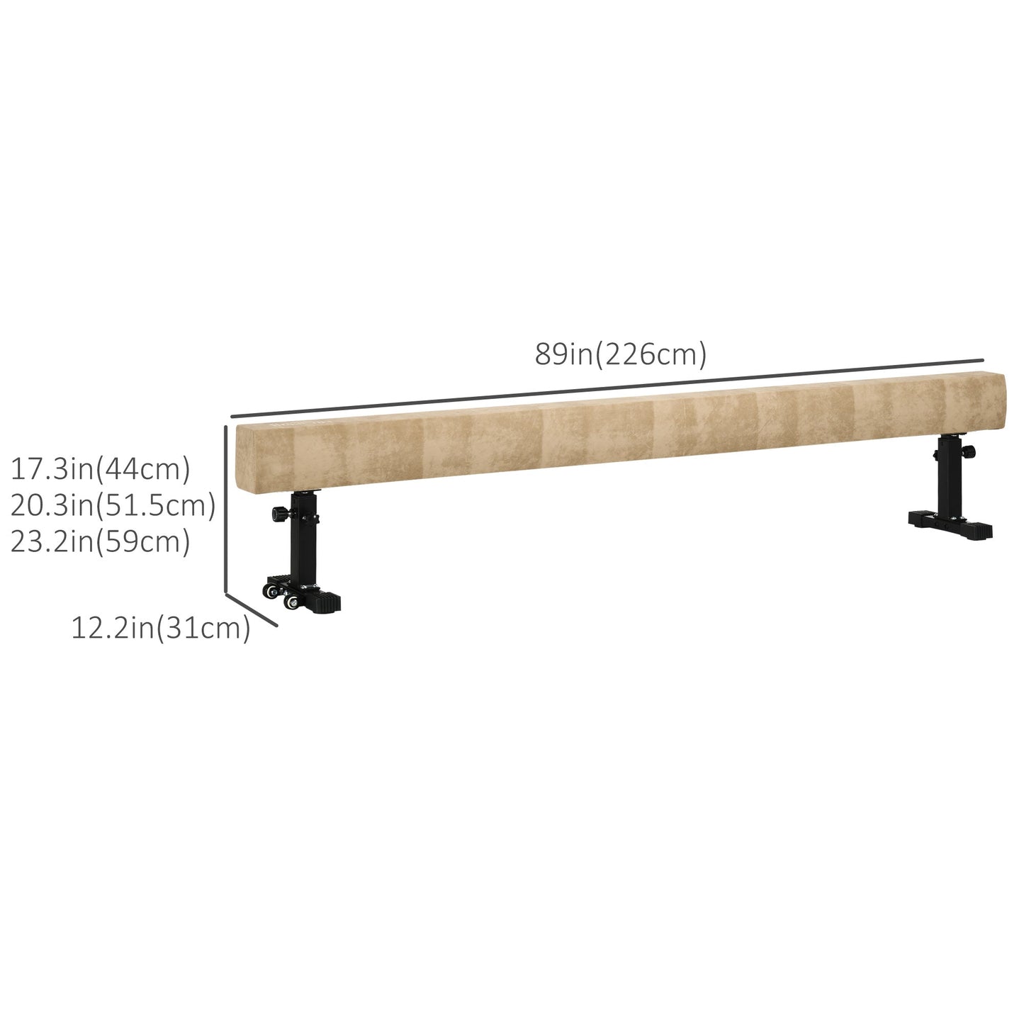 Adjustable 7.5ft Gymnastics Balance Beam with Wheels for Kids Training, Brown Aerobic Equipment   at Gallery Canada