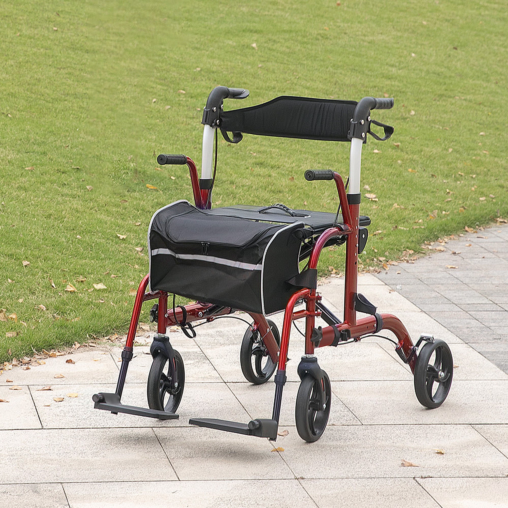 Rollator Walker with Seat, Folding Rolling Walker with 8
