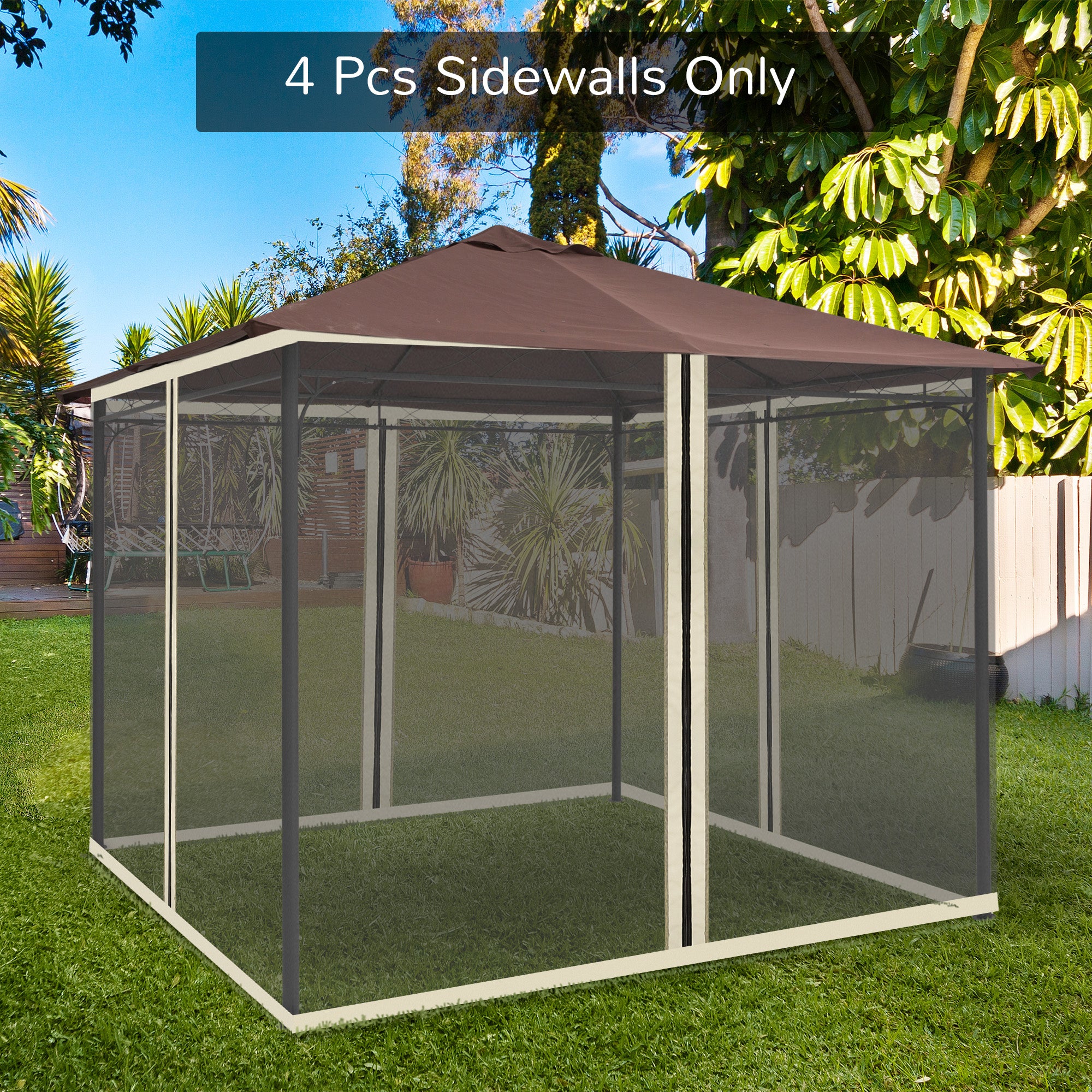 Replacement Mosquito Netting for Gazebo 10' x 10' Black Screen Walls for Canopy with Zippers for Parties and Outdoor Activities, Cream White Gazebo Sidewalls at Gallery Canada
