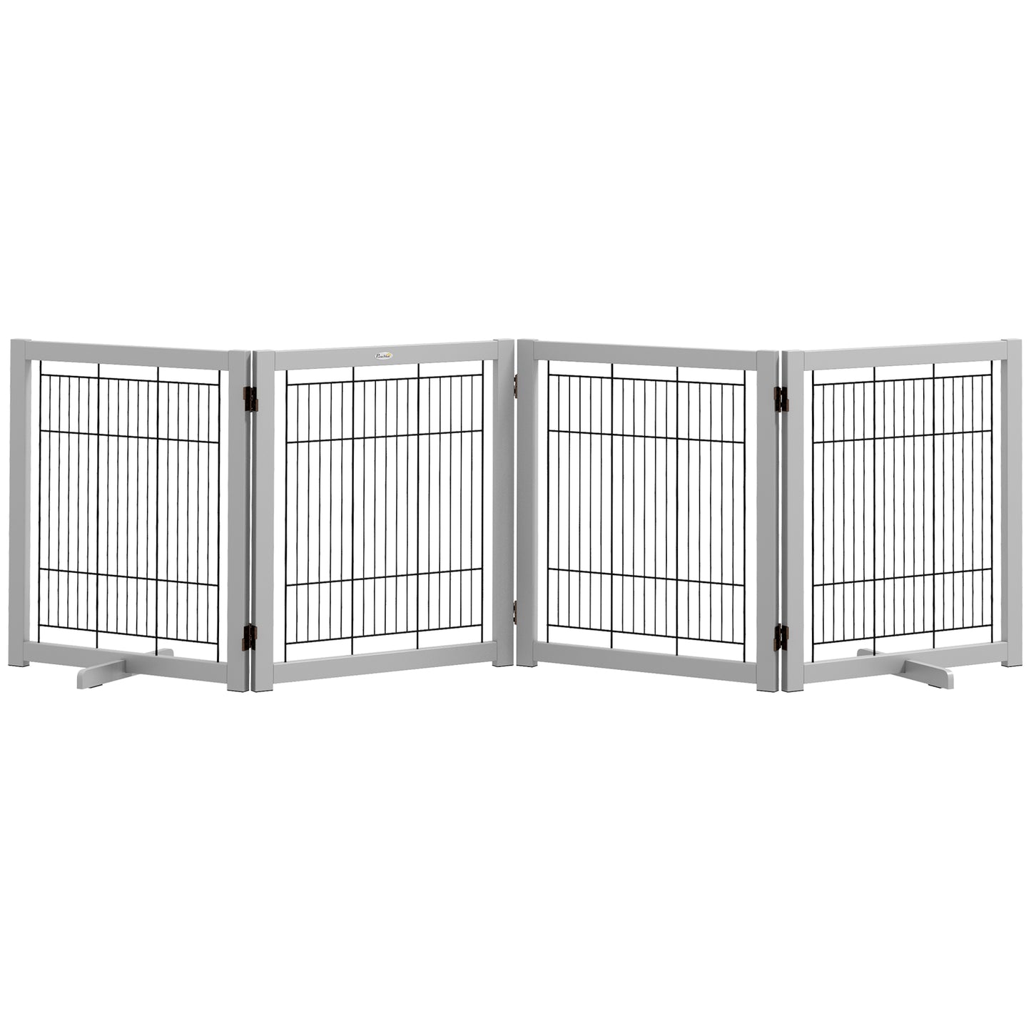 Wooden Dog Gate for Small &; Medium Dogs 4 Panel w/ Support Feet Foldable Pet Fence for House Doorway Light Grey Houses, Kennels & Pens   at Gallery Canada