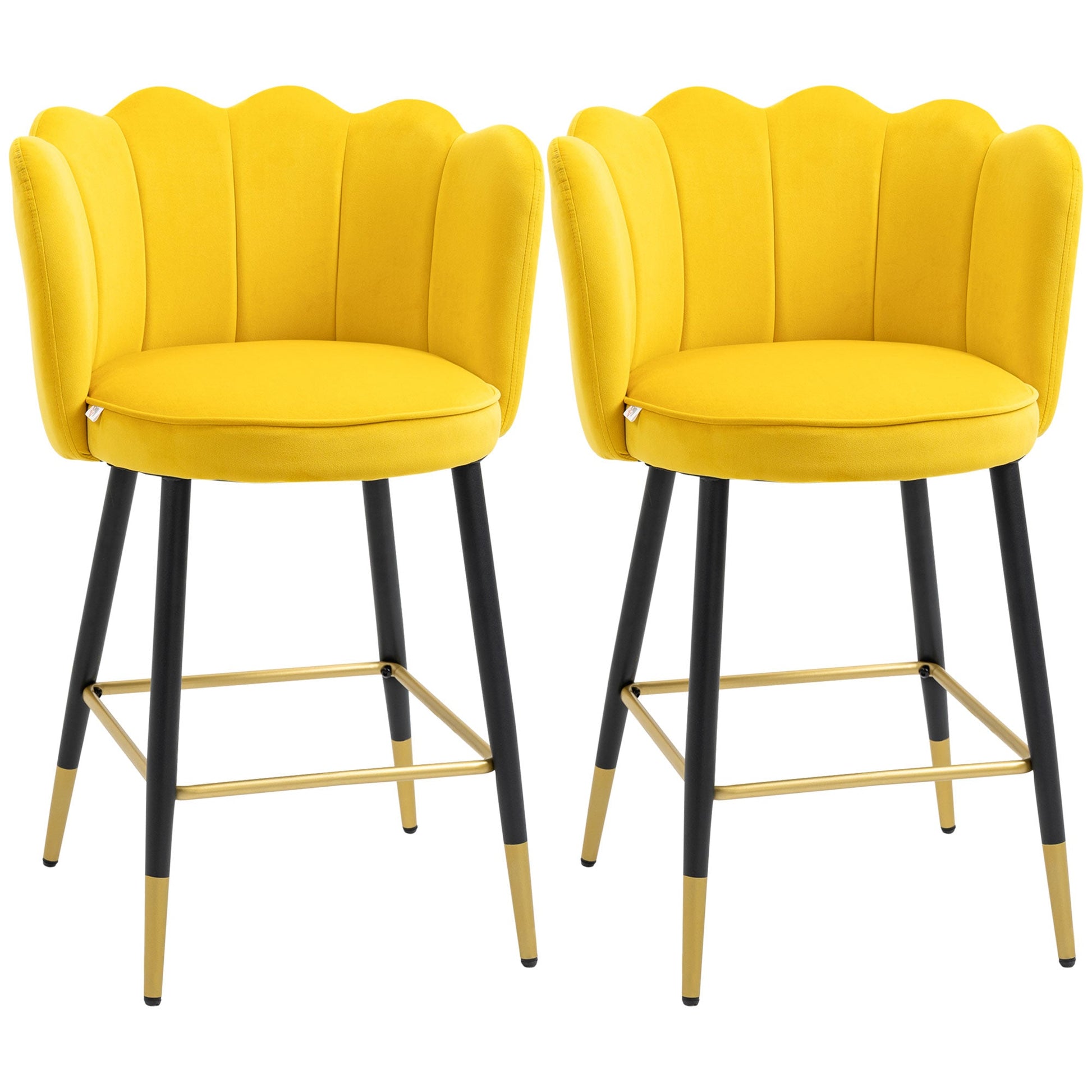 Bar Stools Set of 2 Modern Counter Height Bar Stools with Back, Footrest for Home Kitchen, 23.2"x20.5"x35.4", Yellow Bar Stools Multi Colour  at Gallery Canada