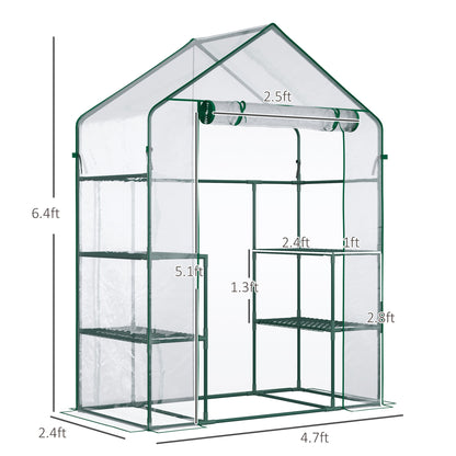 56" x 29" x 77" Walk-in Greenhouse, Mini Greenhouse with 4 Shelves, Roll-Up Door and Weatherized Cover, Clear Mini Greenhouses   at Gallery Canada