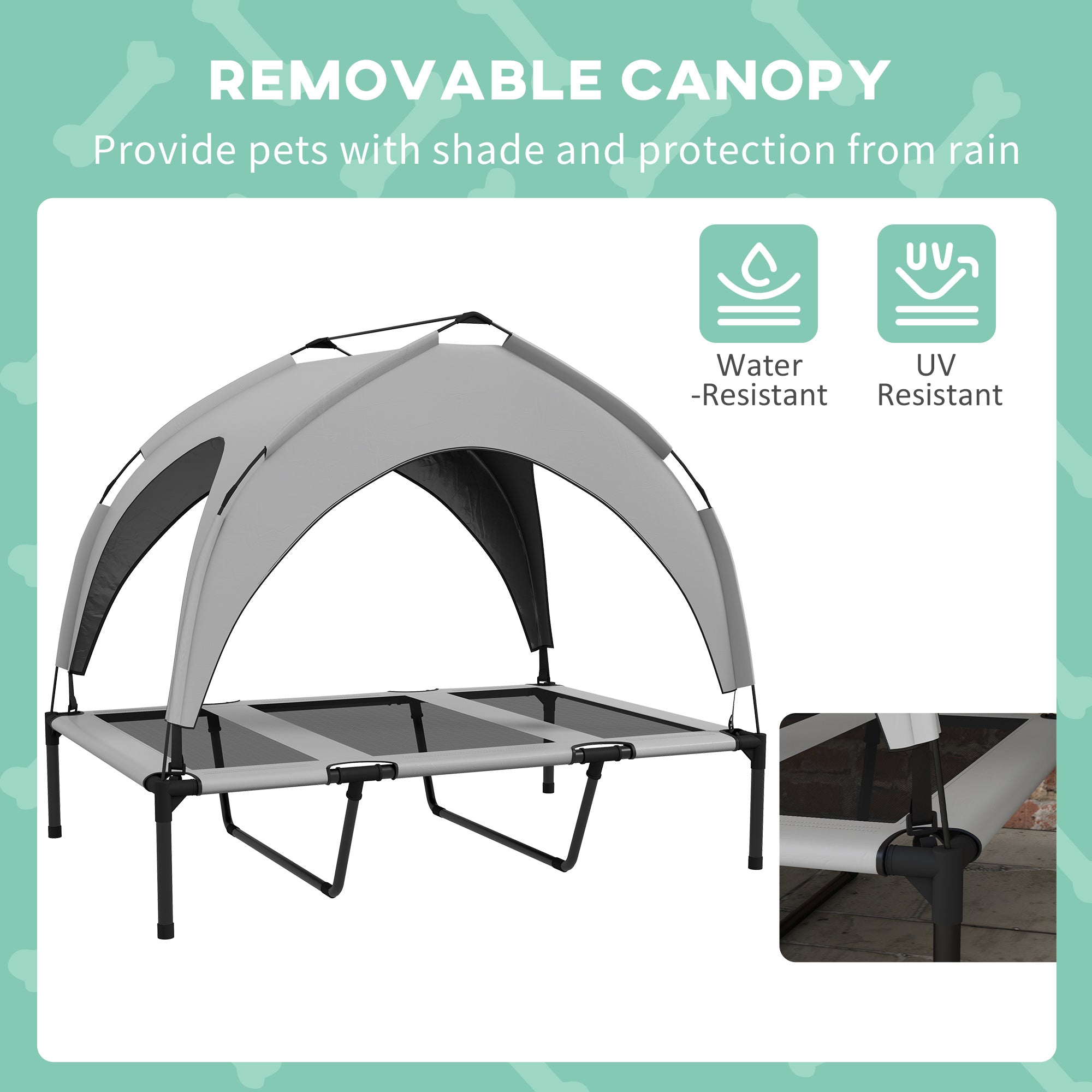 Raised Dog Bed Cooling Dog Cot w/ Canopy Washable Breathable Mesh, for Large Dogs, Light Grey Elevated Dog Beds at Gallery Canada