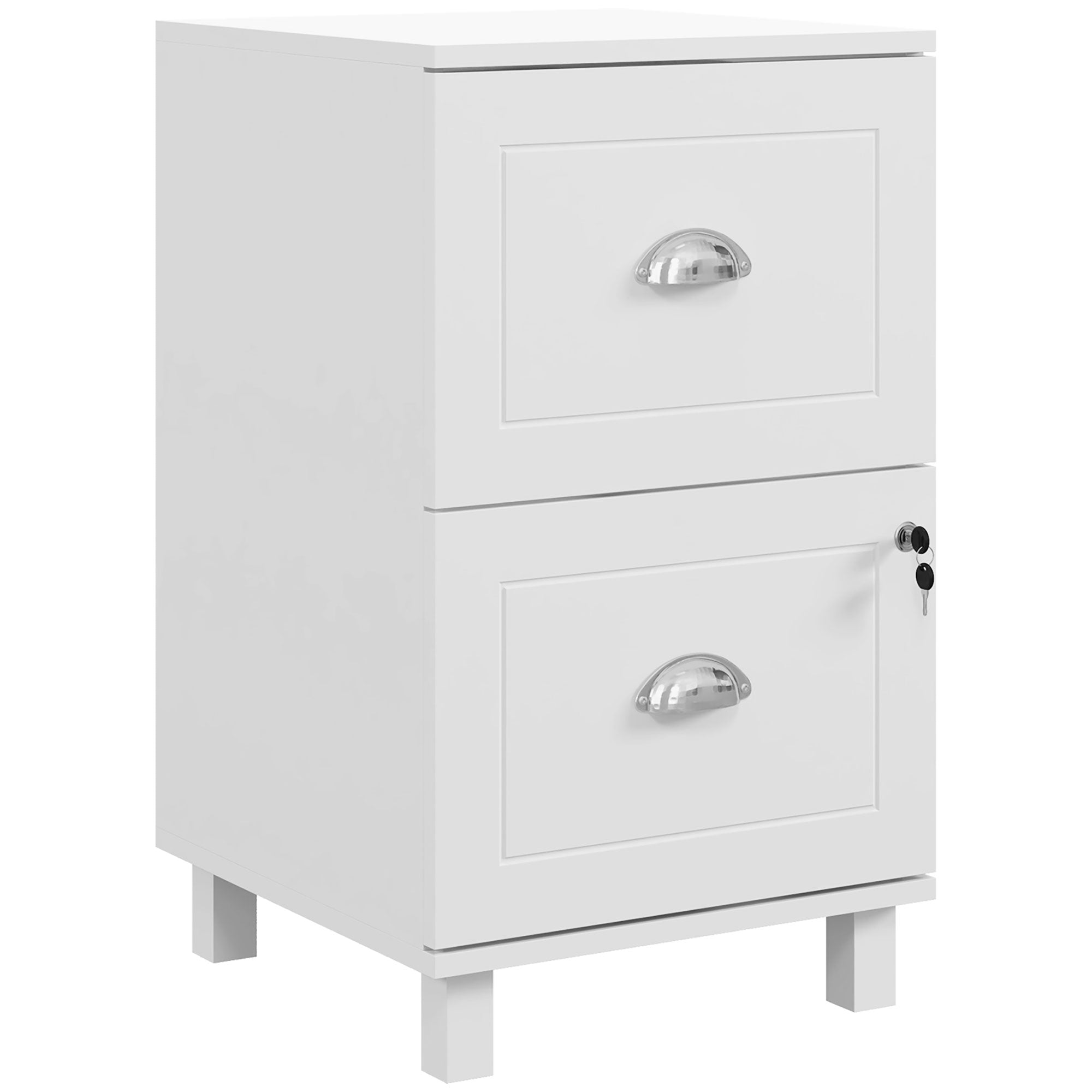 2-Drawer Small Filing Cabinet Lockable Home Office Storage Cabinet with Adjustable Hanging Bars for A4 Letter White Office Cabinets & Cupboards   at Gallery Canada