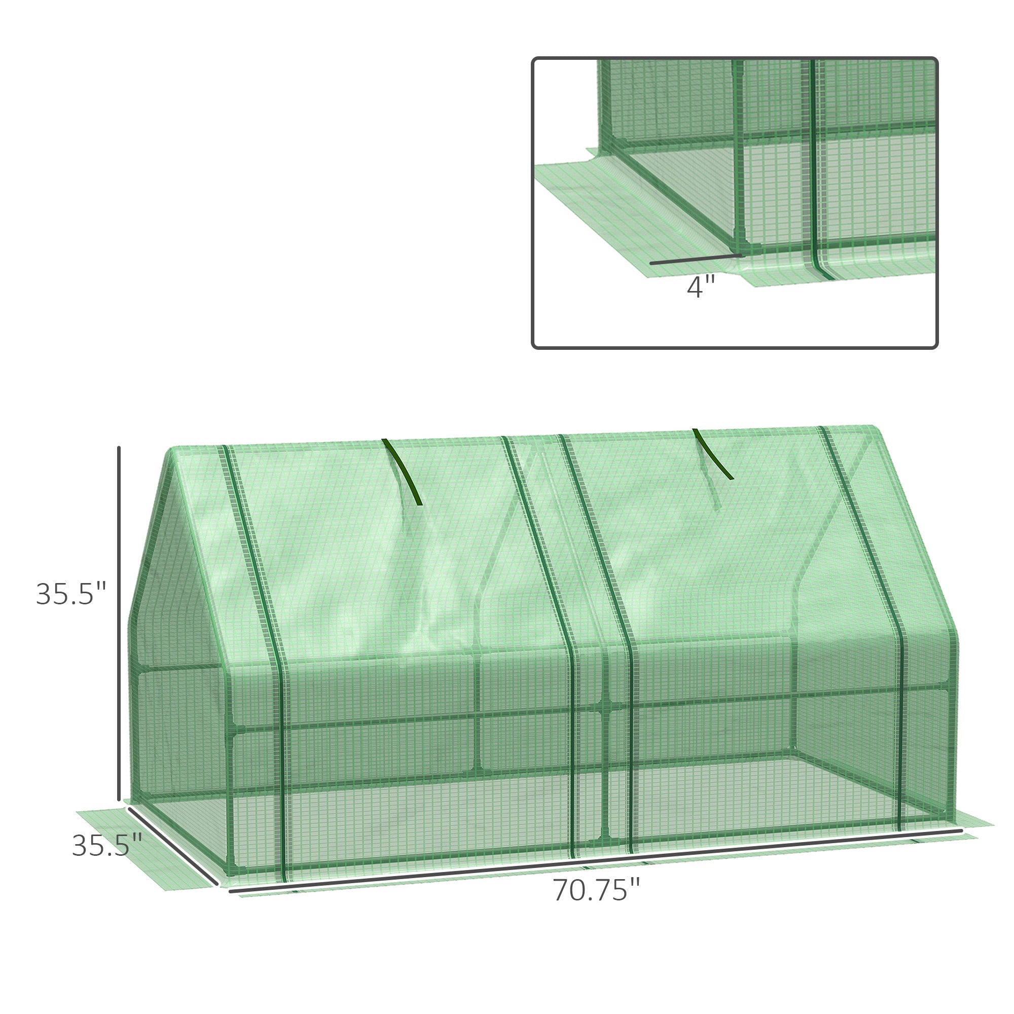 6' x 3' x 3' Portable Tunnel Greenhouse Outdoor Garden Mini with Large Zipper Doors &; Water/UV PE Cover Green Mini Greenhouses   at Gallery Canada