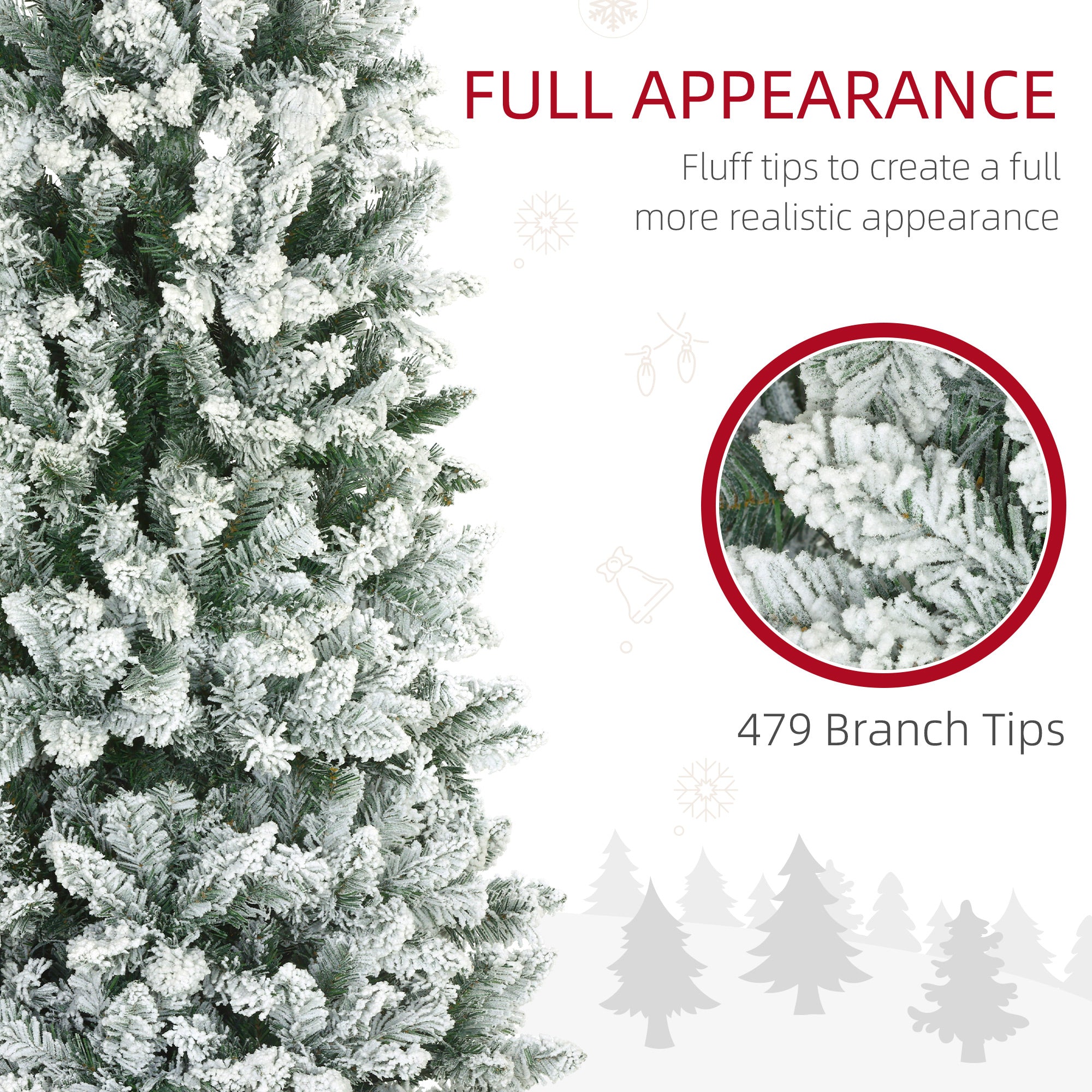 6ft Pencil Christmas Tree, Flocked Tree with 479 Branch Tips and Metal Base for Home, Indoor, Holiday Pencil Christmas Trees   at Gallery Canada