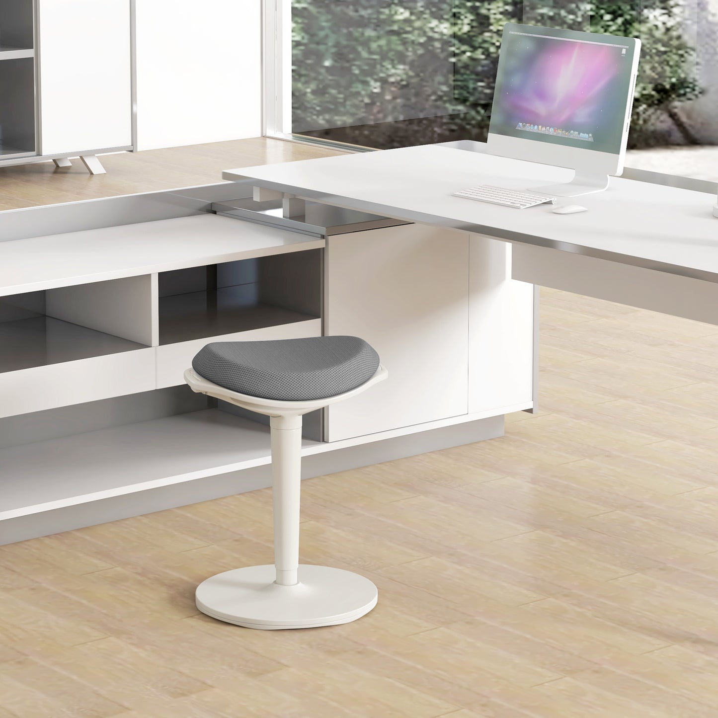 Standing Desk Stool, Ergonomic Wobble Chair, Adjustable Leaning Stool for Office Desks, with Rocking Motion, Grey Office Chairs Grey  at Gallery Canada