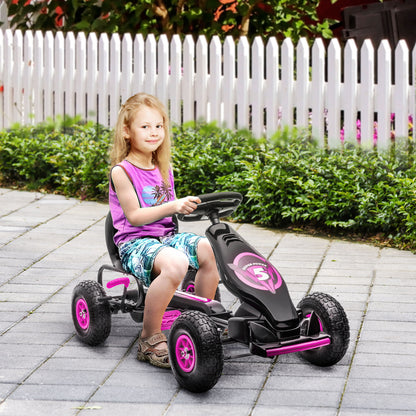 Pedal Go Kart w/ Adjustable Seat, Rubber Wheels Shock Absorb, Pink Pedal Go Karts for Kids Multi Colour  at Gallery Canada