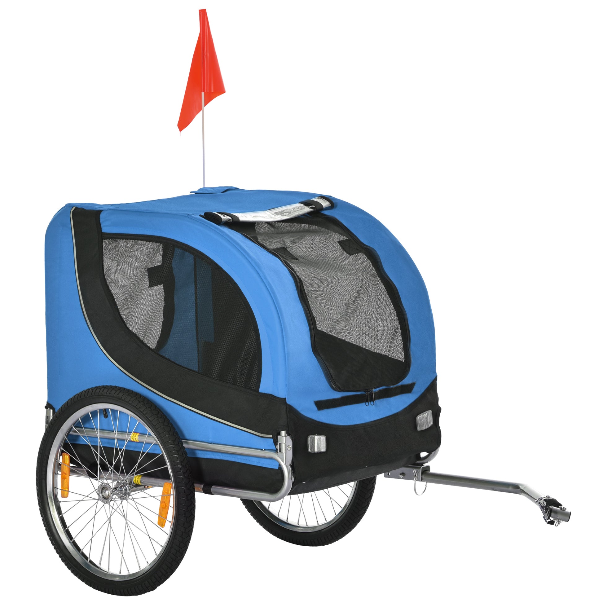 Dog Bike, Trailer Foldable Pet Cart, Bicycle Wagon, Cargo Carrier Attachment for Travelling w/ Safety Anchor, Blue Dog Bike Trailers & Strollers Blue and Black at Gallery Canada